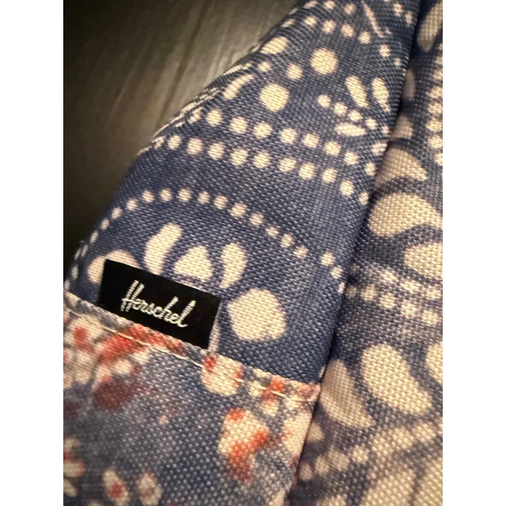 Herschel Supply Co Heritage Backpack Blue Floral Batik Print Faux Leather Basej